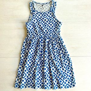 Tea Collection Girls Button Shoulder Cotton Tank Dress “Greek Tile” Size 10
